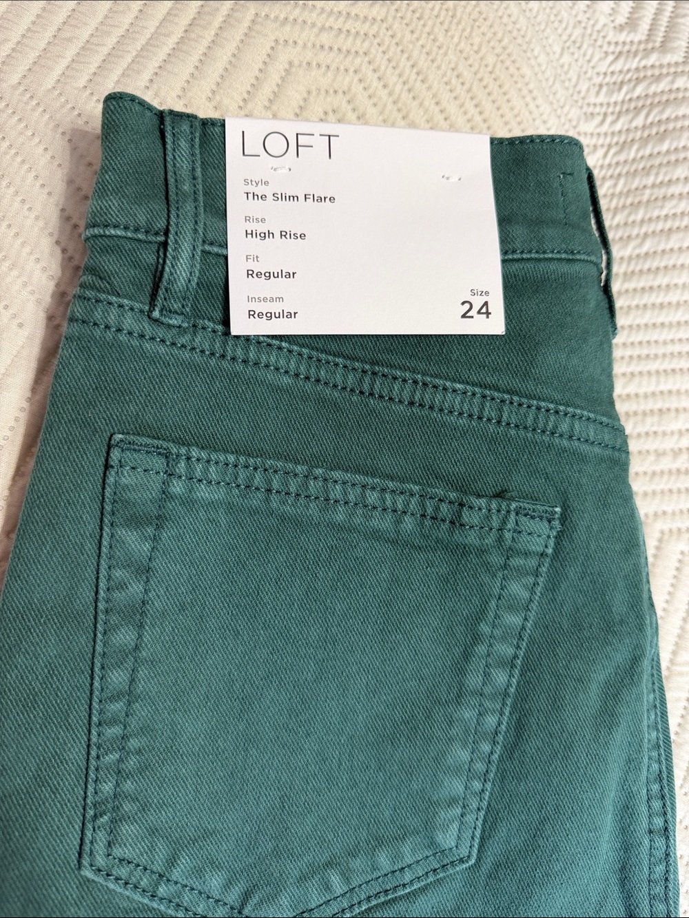 LOFT Slim Flare Jeans — green. 00 high rise raw hem